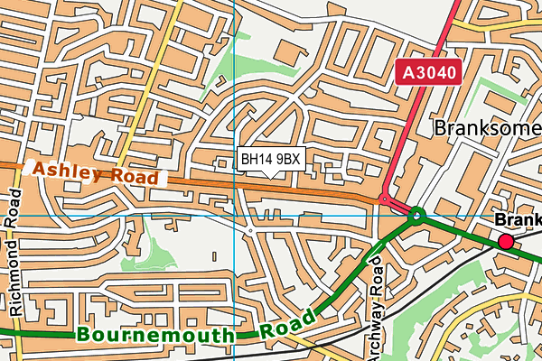 BH14 9BX map - OS VectorMap District (Ordnance Survey)