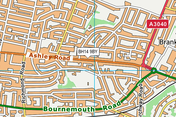 BH14 9BY map - OS VectorMap District (Ordnance Survey)