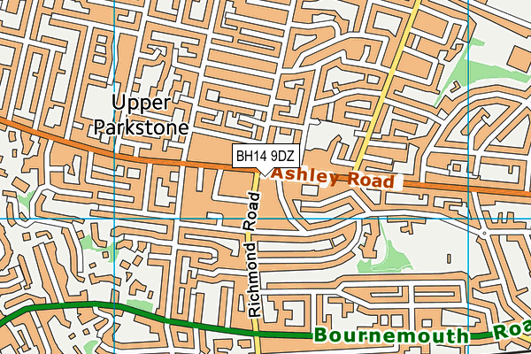 BH14 9DZ map - OS VectorMap District (Ordnance Survey)