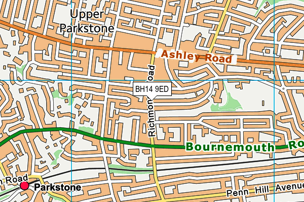 BH14 9ED map - OS VectorMap District (Ordnance Survey)