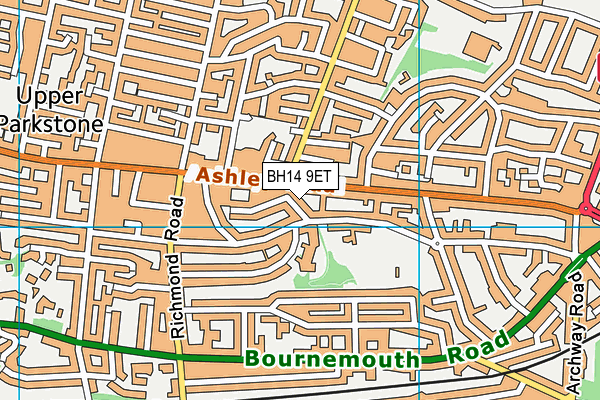 BH14 9ET map - OS VectorMap District (Ordnance Survey)