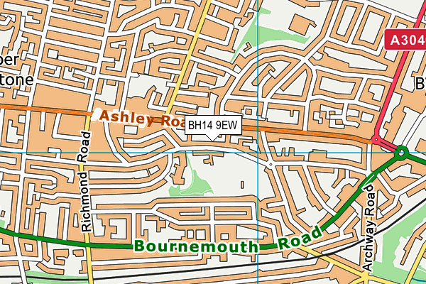 BH14 9EW map - OS VectorMap District (Ordnance Survey)