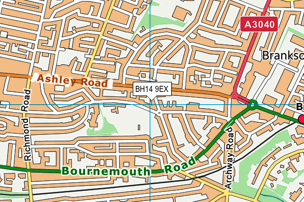 BH14 9EX map - OS VectorMap District (Ordnance Survey)