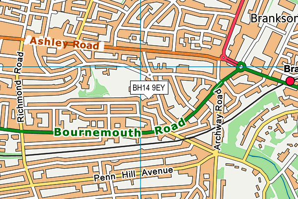 BH14 9EY map - OS VectorMap District (Ordnance Survey)