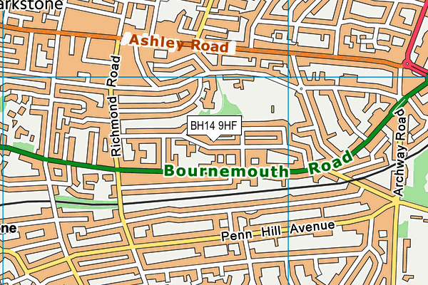 BH14 9HF map - OS VectorMap District (Ordnance Survey)