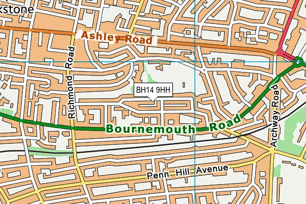 BH14 9HH map - OS VectorMap District (Ordnance Survey)