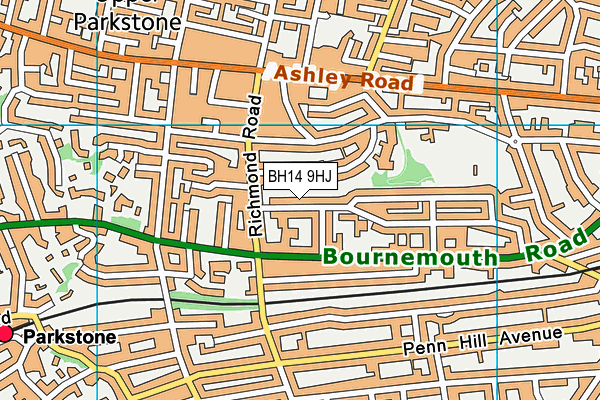 BH14 9HJ map - OS VectorMap District (Ordnance Survey)