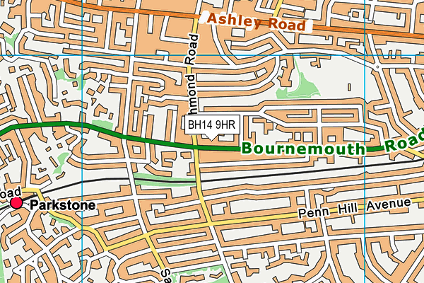 BH14 9HR map - OS VectorMap District (Ordnance Survey)