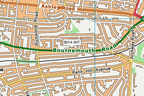 BH14 9HT map - OS VectorMap District (Ordnance Survey)