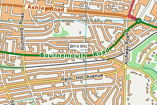 BH14 9HU map - OS VectorMap District (Ordnance Survey)
