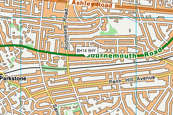 BH14 9HY map - OS VectorMap District (Ordnance Survey)