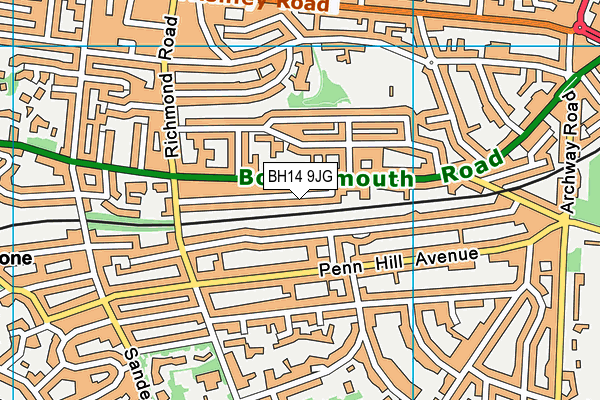 BH14 9JG map - OS VectorMap District (Ordnance Survey)