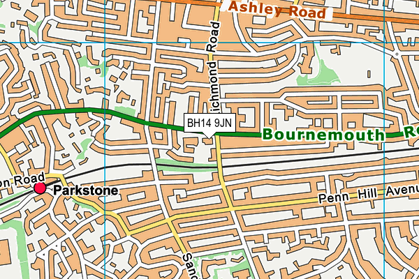 BH14 9JN map - OS VectorMap District (Ordnance Survey)