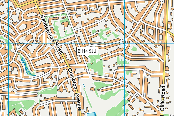 BH14 9JU map - OS VectorMap District (Ordnance Survey)