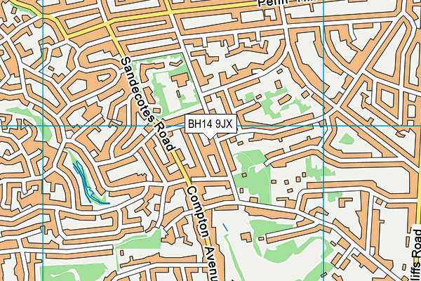 BH14 9JX map - OS VectorMap District (Ordnance Survey)