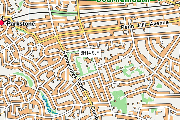 BH14 9JY map - OS VectorMap District (Ordnance Survey)