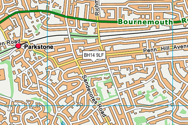 BH14 9LF map - OS VectorMap District (Ordnance Survey)