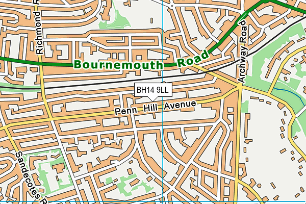 BH14 9LL map - OS VectorMap District (Ordnance Survey)