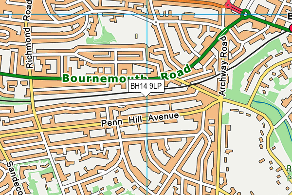 BH14 9LP map - OS VectorMap District (Ordnance Survey)