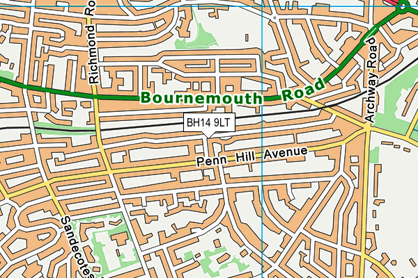 BH14 9LT map - OS VectorMap District (Ordnance Survey)