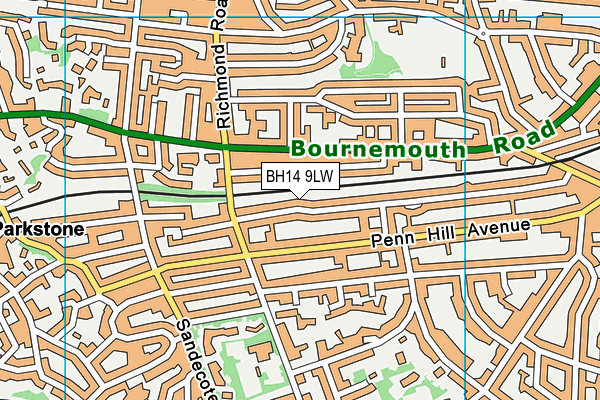 BH14 9LW map - OS VectorMap District (Ordnance Survey)