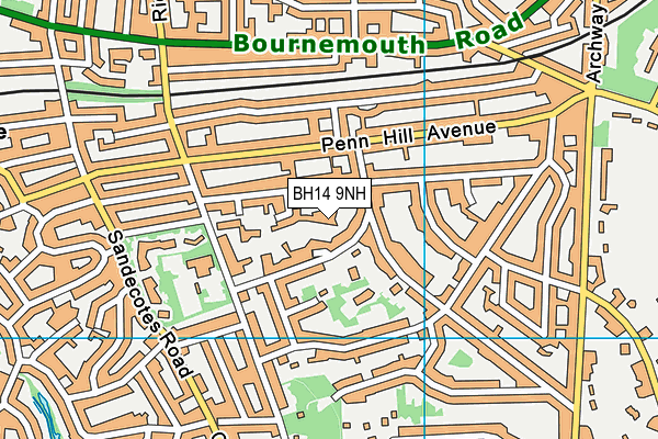 BH14 9NH map - OS VectorMap District (Ordnance Survey)