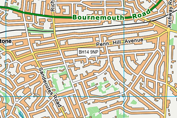 BH14 9NP map - OS VectorMap District (Ordnance Survey)