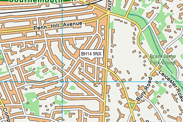 BH14 9NX map - OS VectorMap District (Ordnance Survey)