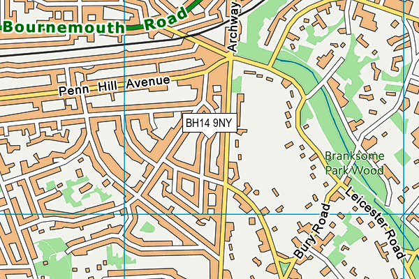 BH14 9NY map - OS VectorMap District (Ordnance Survey)