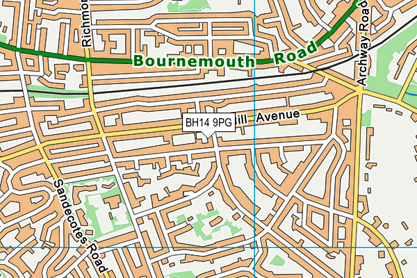 BH14 9PG map - OS VectorMap District (Ordnance Survey)