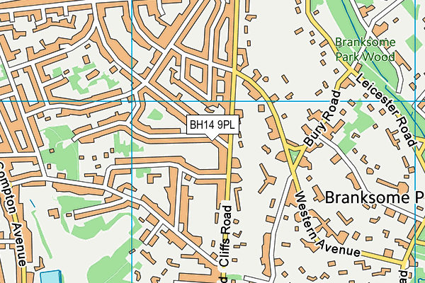 BH14 9PL map - OS VectorMap District (Ordnance Survey)