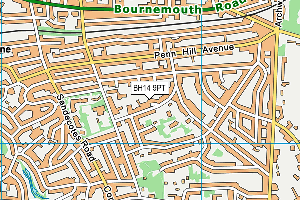 BH14 9PT map - OS VectorMap District (Ordnance Survey)