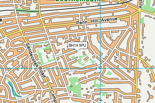 BH14 9PU map - OS VectorMap District (Ordnance Survey)