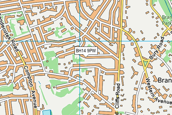 BH14 9PW map - OS VectorMap District (Ordnance Survey)