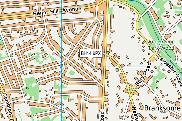 BH14 9PX map - OS VectorMap District (Ordnance Survey)
