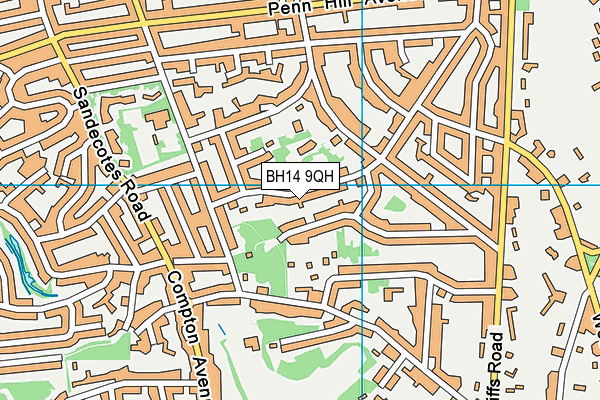 BH14 9QH map - OS VectorMap District (Ordnance Survey)