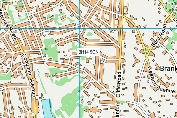 BH14 9QN map - OS VectorMap District (Ordnance Survey)