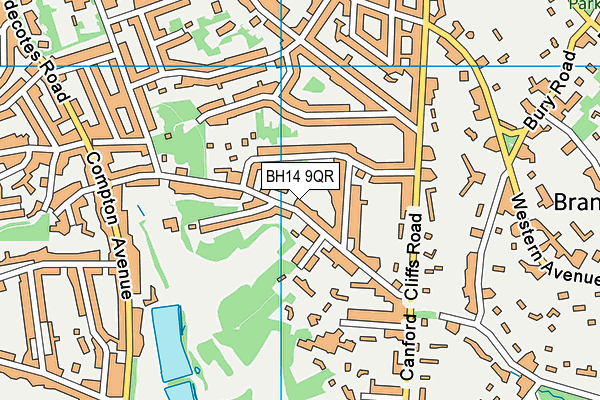 BH14 9QR map - OS VectorMap District (Ordnance Survey)