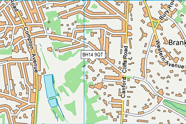 BH14 9QT map - OS VectorMap District (Ordnance Survey)
