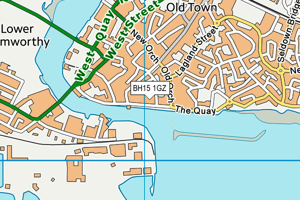 BH15 1GZ map - OS VectorMap District (Ordnance Survey)