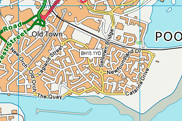 BH15 1YD map - OS VectorMap District (Ordnance Survey)