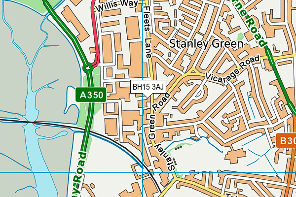 BH15 3AJ map - OS VectorMap District (Ordnance Survey)