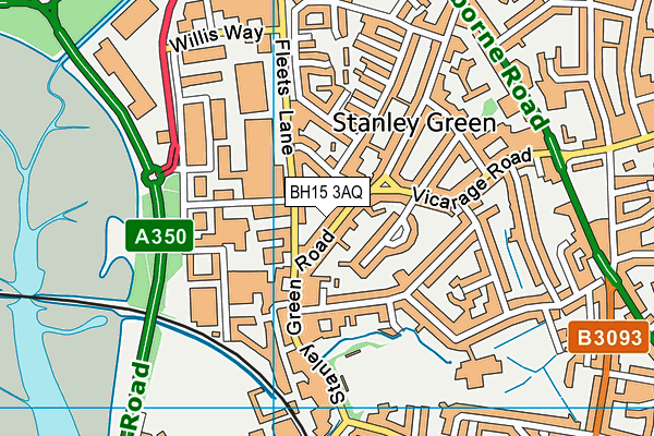 BH15 3AQ map - OS VectorMap District (Ordnance Survey)