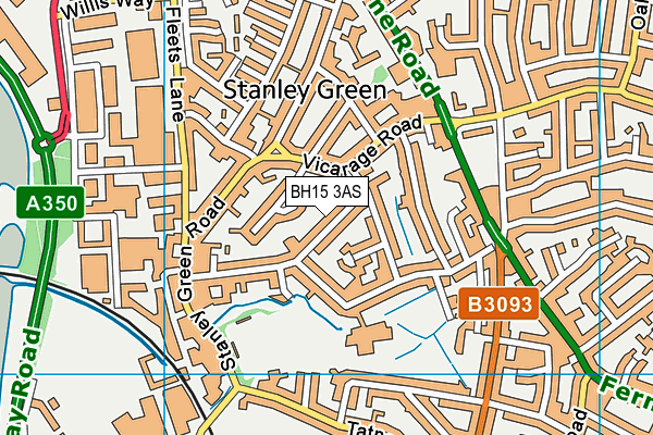 BH15 3AS map - OS VectorMap District (Ordnance Survey)