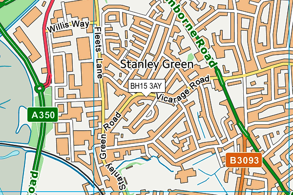 BH15 3AY map - OS VectorMap District (Ordnance Survey)