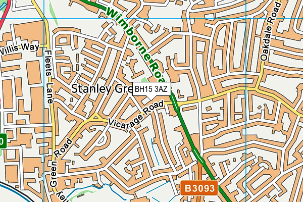 BH15 3AZ map - OS VectorMap District (Ordnance Survey)