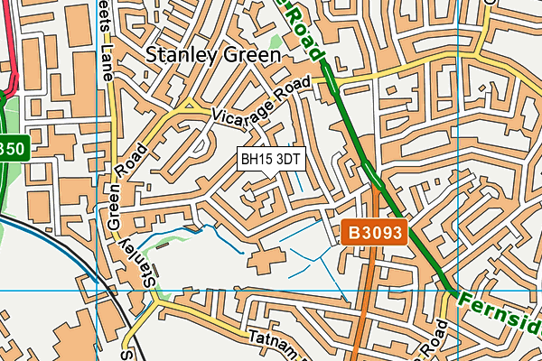 BH15 3DT map - OS VectorMap District (Ordnance Survey)