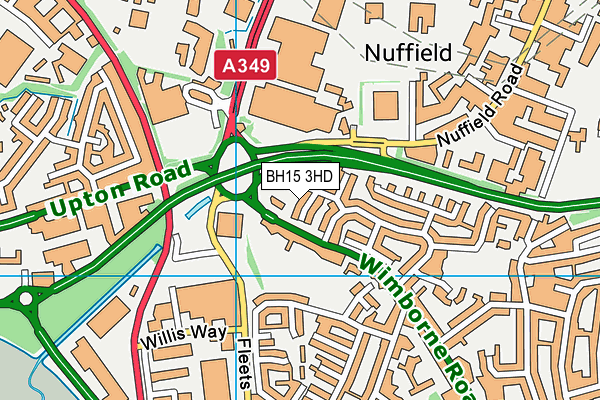 BH15 3HD map - OS VectorMap District (Ordnance Survey)