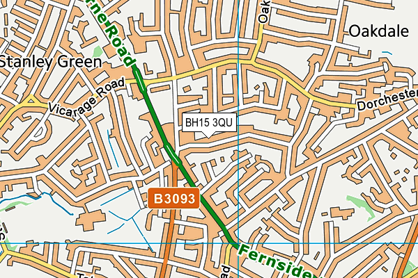 BH15 3QU map - OS VectorMap District (Ordnance Survey)