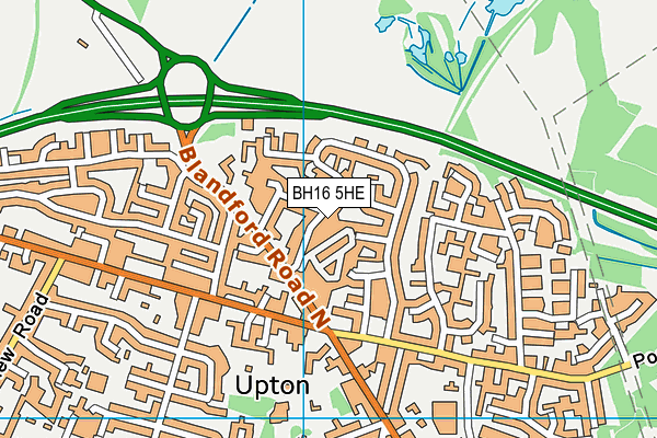 BH16 5HE map - OS VectorMap District (Ordnance Survey)